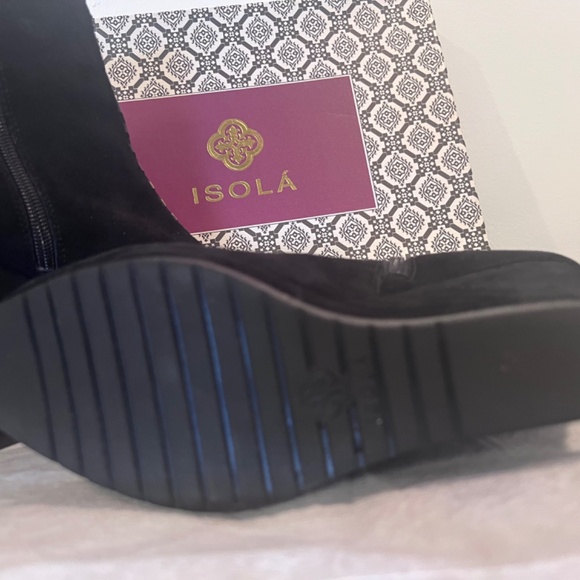 Isola Women's Black Suede Boots with Black Woven Leather Accents, Size 8 - Picture 3 of 4